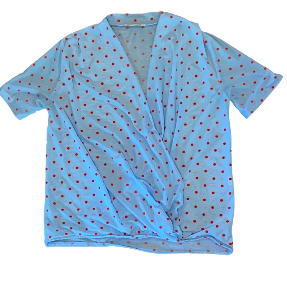 Zara Baby Blue Polka Dot Top Size Small